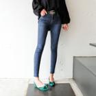 Hidden-band Washed Skinny Jeans