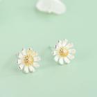 Floral Stud Earring 1 Pair - Es1270 - 925 Silver - Silver & Gold - One Size