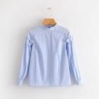 Long-sleeve Check Ruffled Blouse