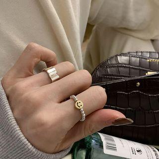Smiley Alloy Open Ring / Polished Alloy Open Ring