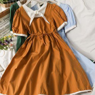 Ribbon-back Colorblock Midi Dress In 6 Colors