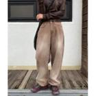 Washed Wide-leg Pants Brown - One Size