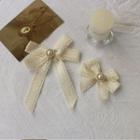 Ribbon Faux Pearl / Rhinestone Hair Clip / Hair Tie (various Designs)