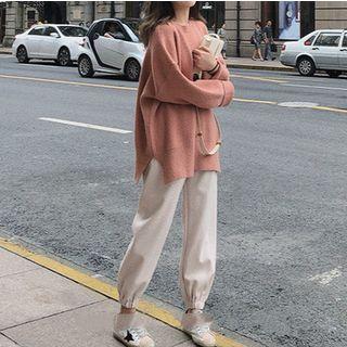 Set: Slit-side Sweatshirt + Harem Jogger Pants