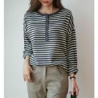 Loose-fit Striped Knit Henley