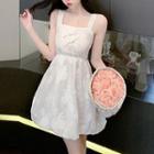 Wide Strap Frog Buttoned A-line Dress