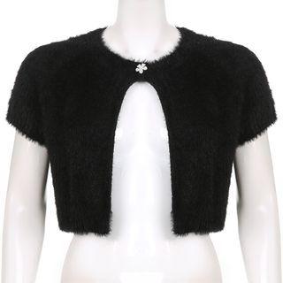 Cap-sleeve Fluffy Crop Top