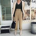 Flat-front Straight-cut Cotton Pants