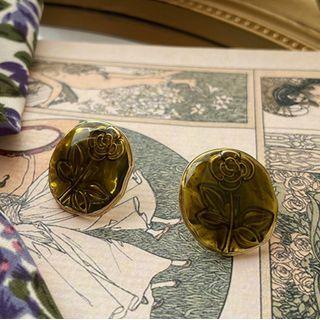 Embossed Disc Earring 1 Pair - Silver Needle - As Shown In Figure - One Size