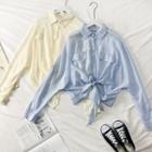 Tie-hem Cropped Light Shirt
