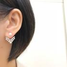 Rhinestone Faux Pearl V Shape Earring 925 Silver Earring - White - One Size