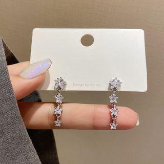 Star Rhinestone Earring E3227 - 1 Pair - Silver - One Size