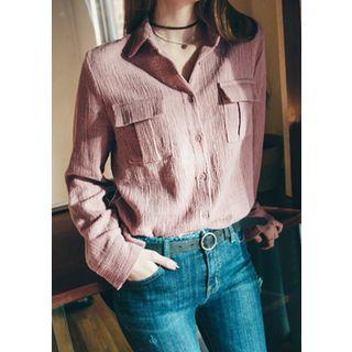Flap-pocket Textured Shirt