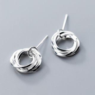 925 Sterling Silver Layered Hoop Earring Silver - One Size