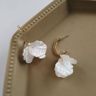Rhinestone Resin Petal Dangle Earring 1 Pair - S925 Silver - As Shown In Figure - One Size