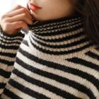 High-neck Striped Sweater