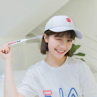 Apple Embroidered Baseball Cap With Long Strap
