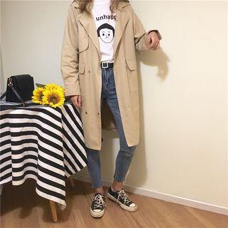 Double Breasted Coat Khaki - One Size