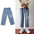 Wide-leg Lettering Jeans