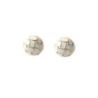 Disc Stud Earring Eh1254 - 1 Pair - Gold & White - One Size