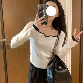 Contrast Trim Knit Crop Top (various Designs)