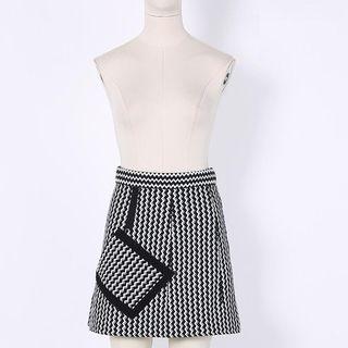 Patterned Knit A-line Skirt