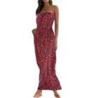 Printed Strapless Maxi A-line Dress