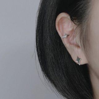 925 Sterling Silver Star Cuff Earrings Silver - 1 Pair - One Size