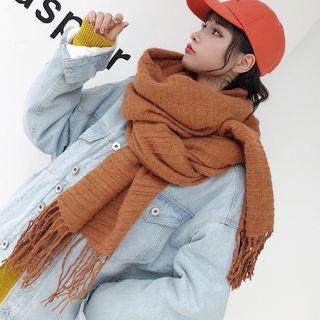 Fringed Plain Scarf As Shown In Figure - One Size