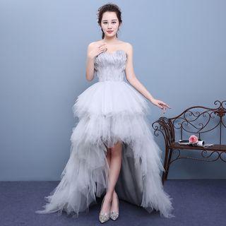 High-low Mesh Evening Gown
