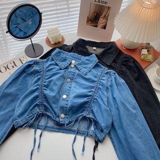 Long-sleeve Drawcord Denim Jacket