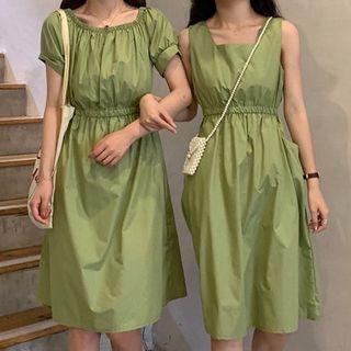 Off-shoulder A-line Dress / Sleeveless A-line Dress