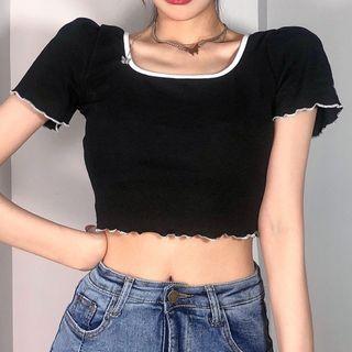 Ruffle-trim Cropped Top