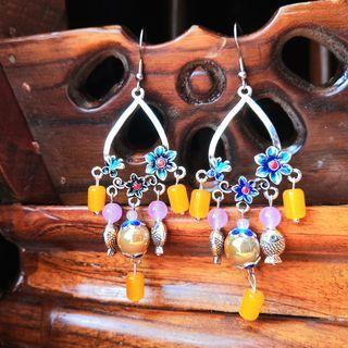 Ceramic Gemstone Fringed Earring