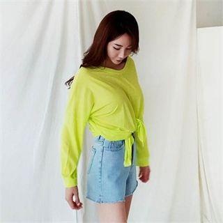 Slit-front Oversized Long T-shirt