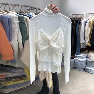 Set: Cowl-neck Top + Spaghetti Strap Top