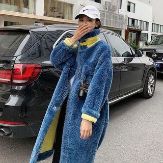 Two-tone Single-breasted Furry Coat