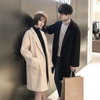 Fleece-lined Double Breasted Long Coat