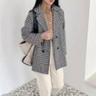 Double-breasted Houndstooth Blazer Houndstooth - Black & White - One Size
