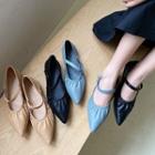 Pointed Faux Leather Mary Jane Flats