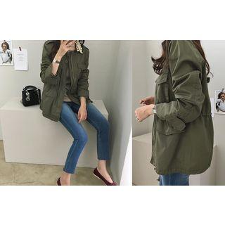 Faux-pearl Collar Safari Jacket