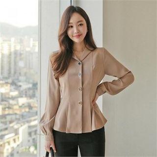 Button-trim A-line Blouse