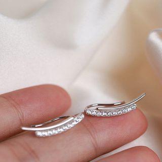 Rhinestone Sterling Silver Earring 1 Pair - Earring - Silver - One Size