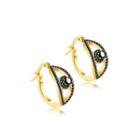 Creative Personality Plated Gold Eyes 316l Stainless Steel Earrings With Black Cubic Zirconia Golden - One Size