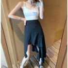 Ruffled-trim Asymmetric Skirt