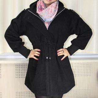 Drawstring Woolen Coat
