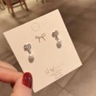 Faux Pearl Leaf Dangle Earring 1 Pair - Silver Needle - As Shown In Figure - One Size