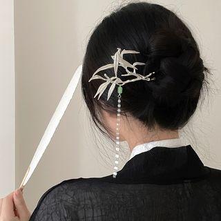 Floral Hair Stick 2853a - Silver - One Size