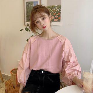 Puff-sleeve Paneled Blouse