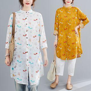 Cartoon Print Long-sleeve Blouse